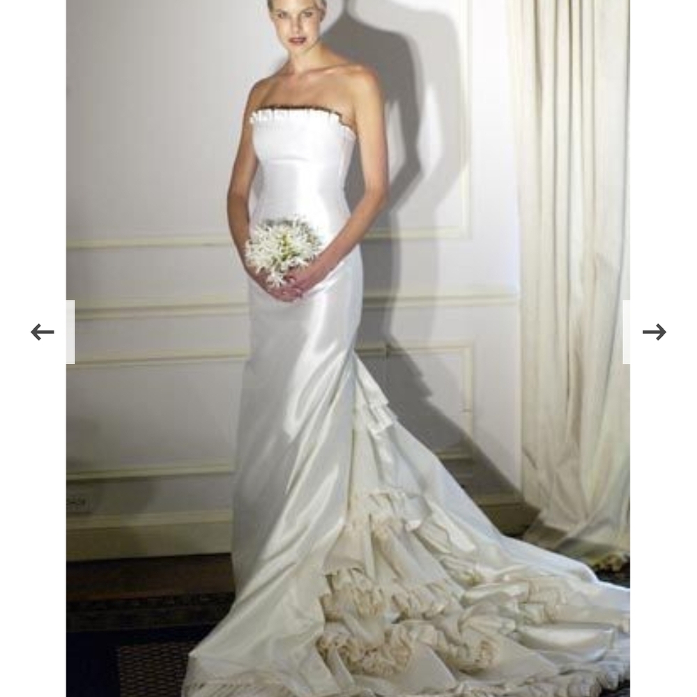 ISO Romona Keveza ivory silk bridal gown